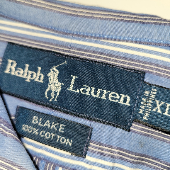Ralph Lauren Blue Label Men's Blue Striped Casual Button Down Shirt - Picture 3 of 4